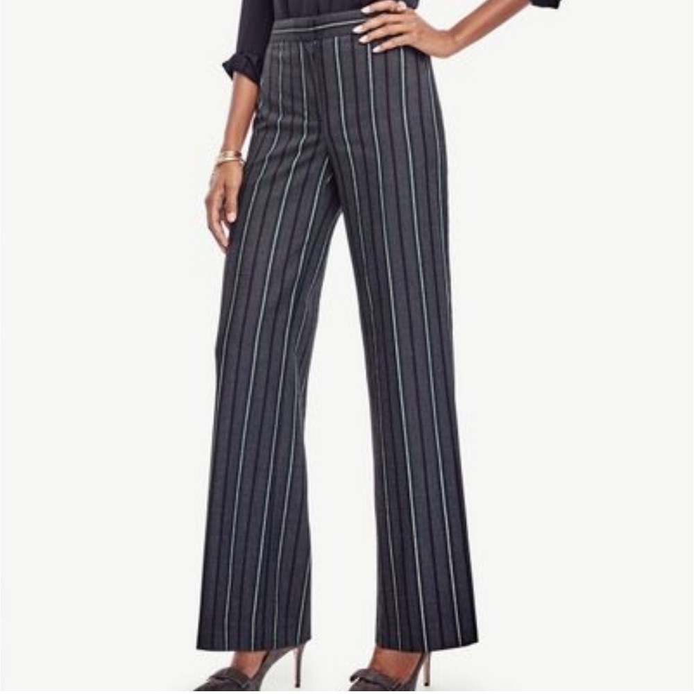 Ann Taylor Stripe High Waist Wide Leg Pant